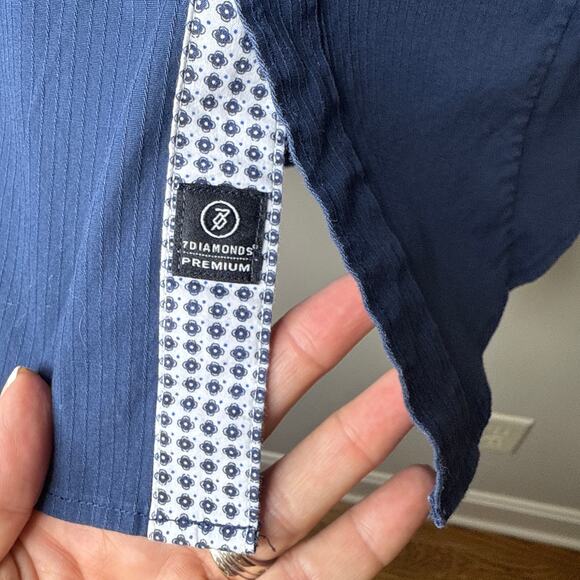 7Diamonds Premium Men's Cool Kids Fit Contrast Trim Button Up Shirt Size Large‎ - Picture 7 of 10